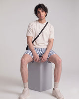 Men’s Blue & White Check Bermuda Shorts