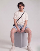 Men’s Grey & Navy Check Bermuda Shorts
