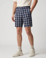 Men’s Navy Blue Check Bermuda Shorts
