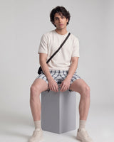 Men’s White & Grey Check Bermuda Shorts