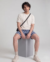 Men’s Navy Blue Check Bermuda Shorts