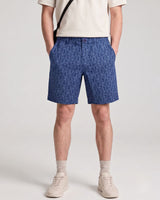 Men’s Navy Blue Leaf Print Bermuda
