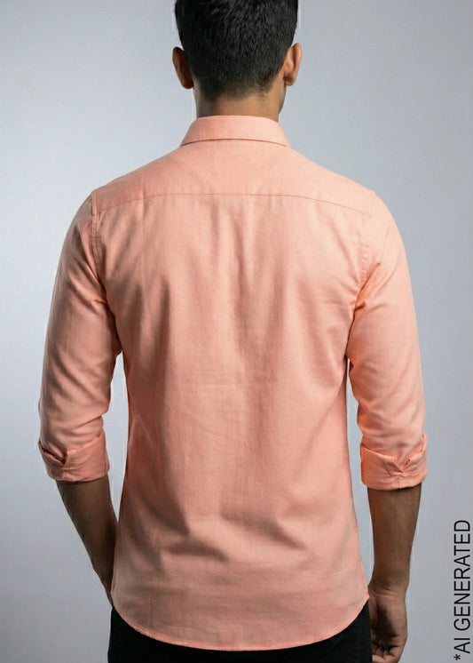 Peach Knitted Full Sleeve Shirt