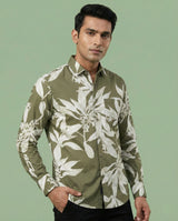 Green Leaf Print Shirt