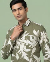 Green Leaf Print Shirt