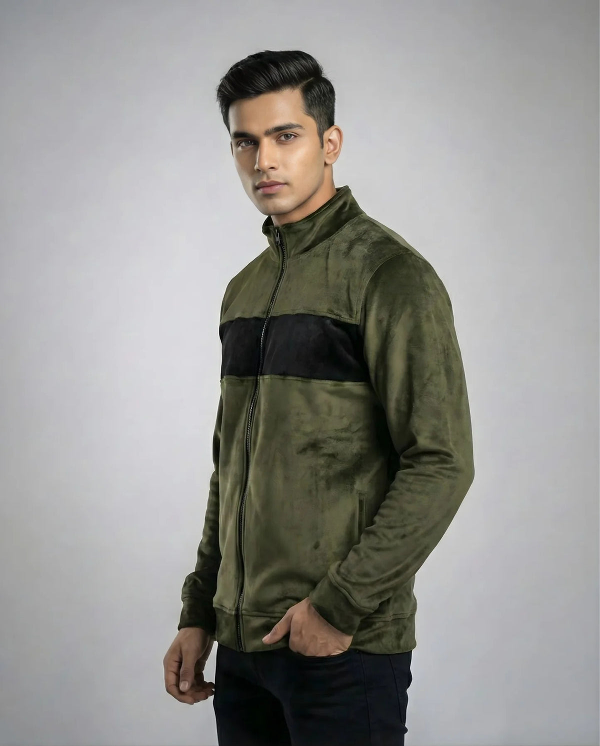 Green Full-Zip Jacket for Men