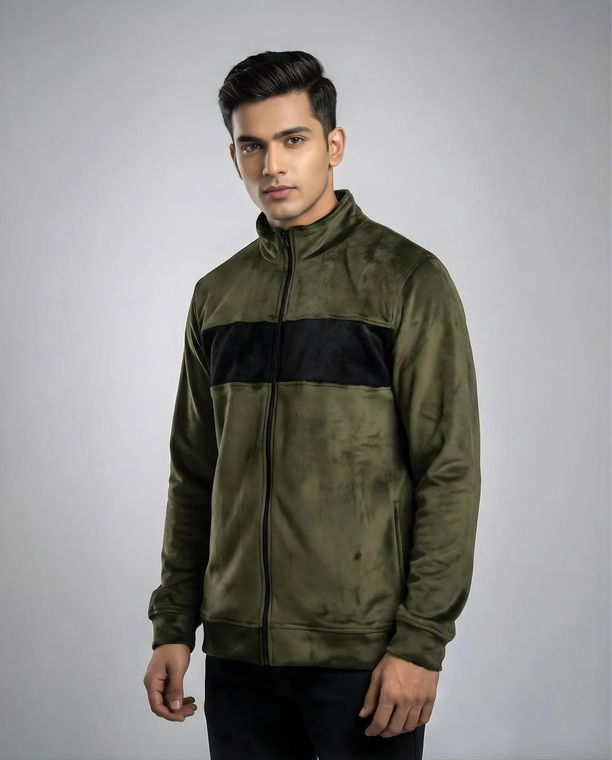 Green Full-Zip Jacket for Men