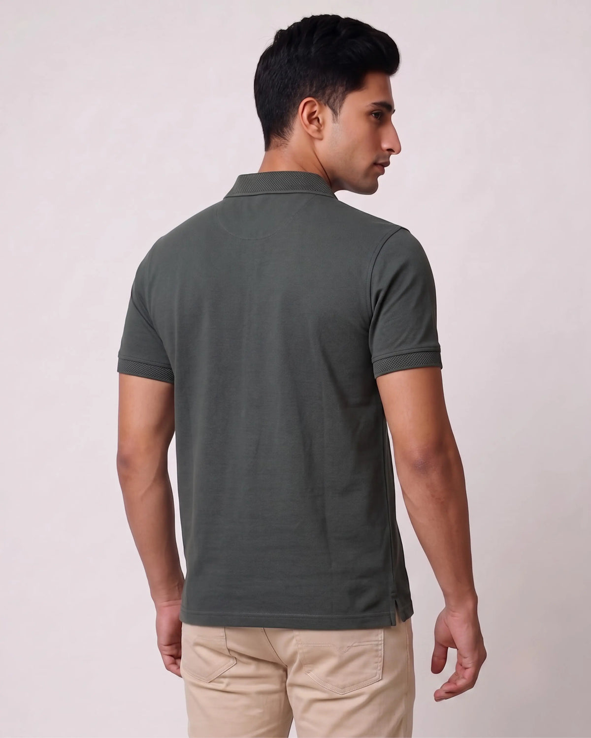 Forest Green Textured Polo T-Shirt