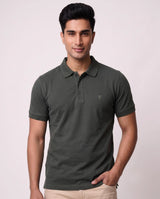 Forest Green Textured Polo T-Shirt