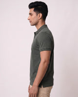 Forest Green Textured Polo T-Shirt