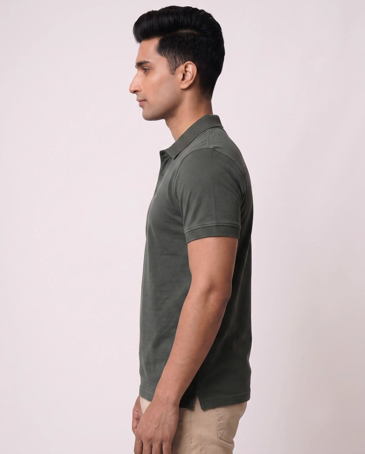 Forest Green Textured Polo T-Shirt