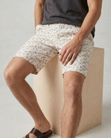 White Print Knee Length Shorts For Men