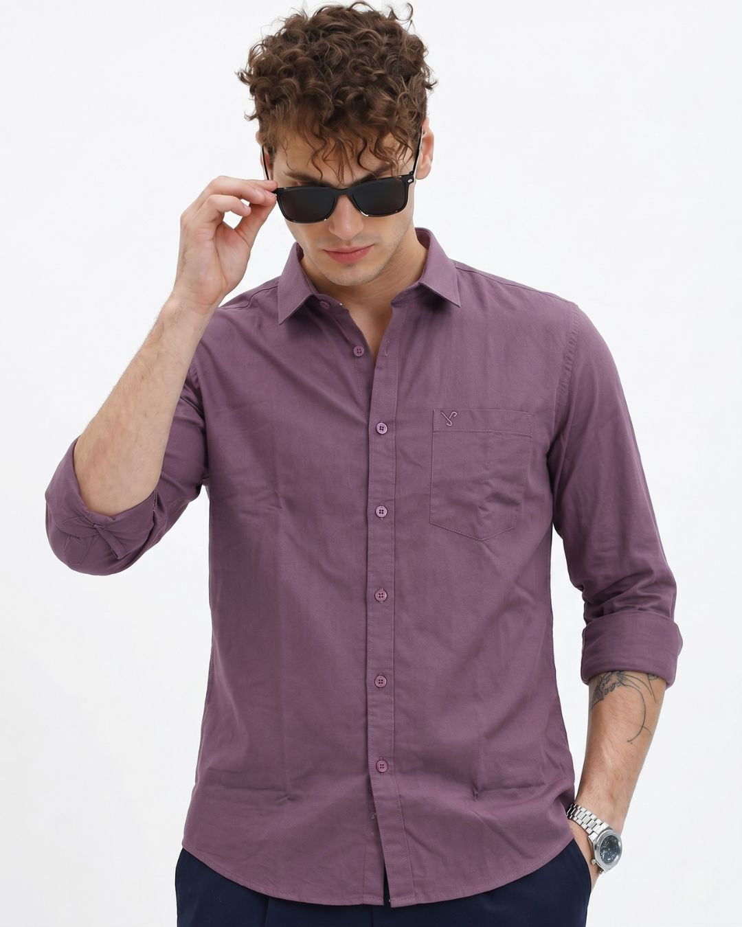 Men's Textured Burgandy Shirt