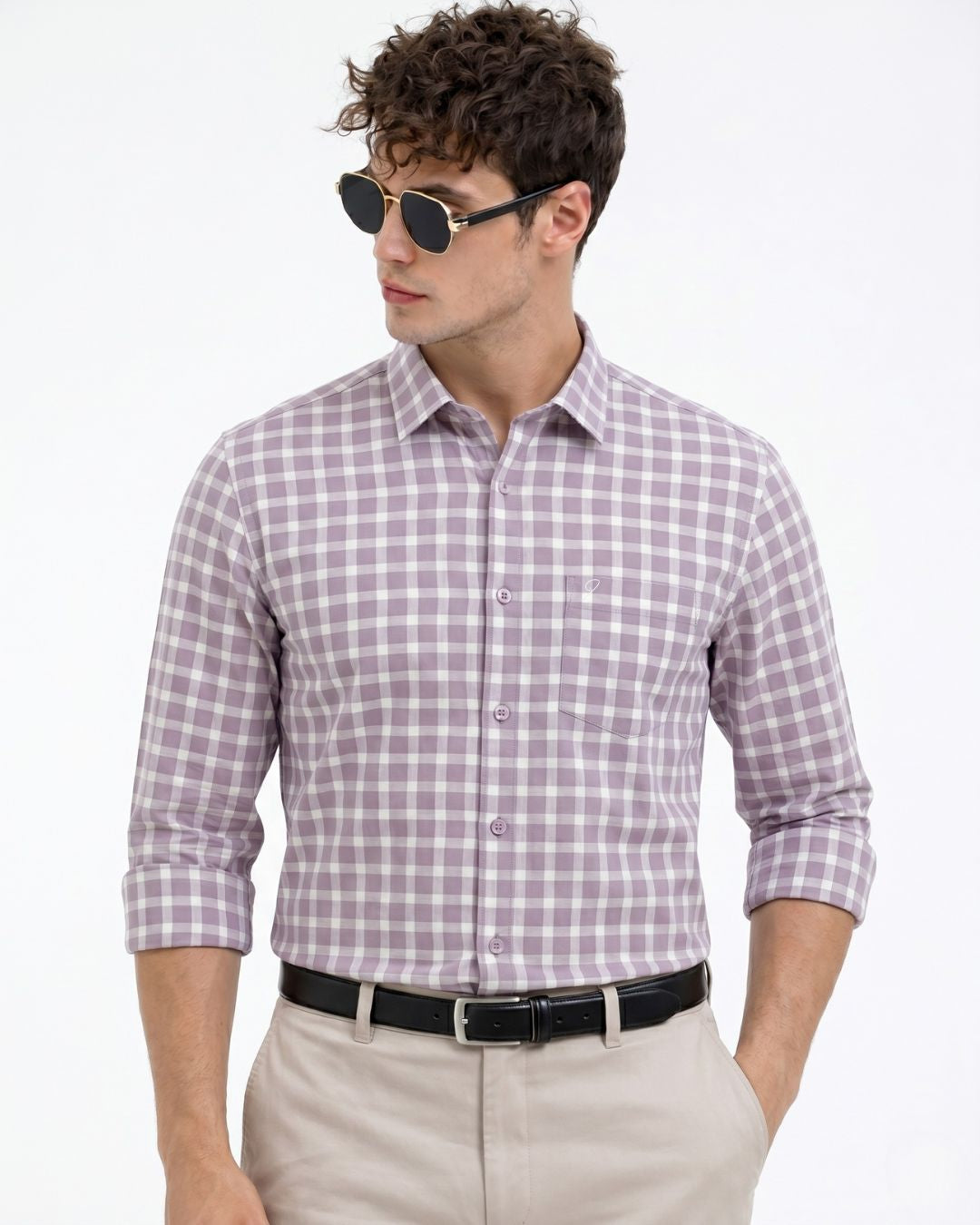 Men's Lilac Grid Shirt