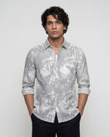 Grey Monochrome Floral Shirt
