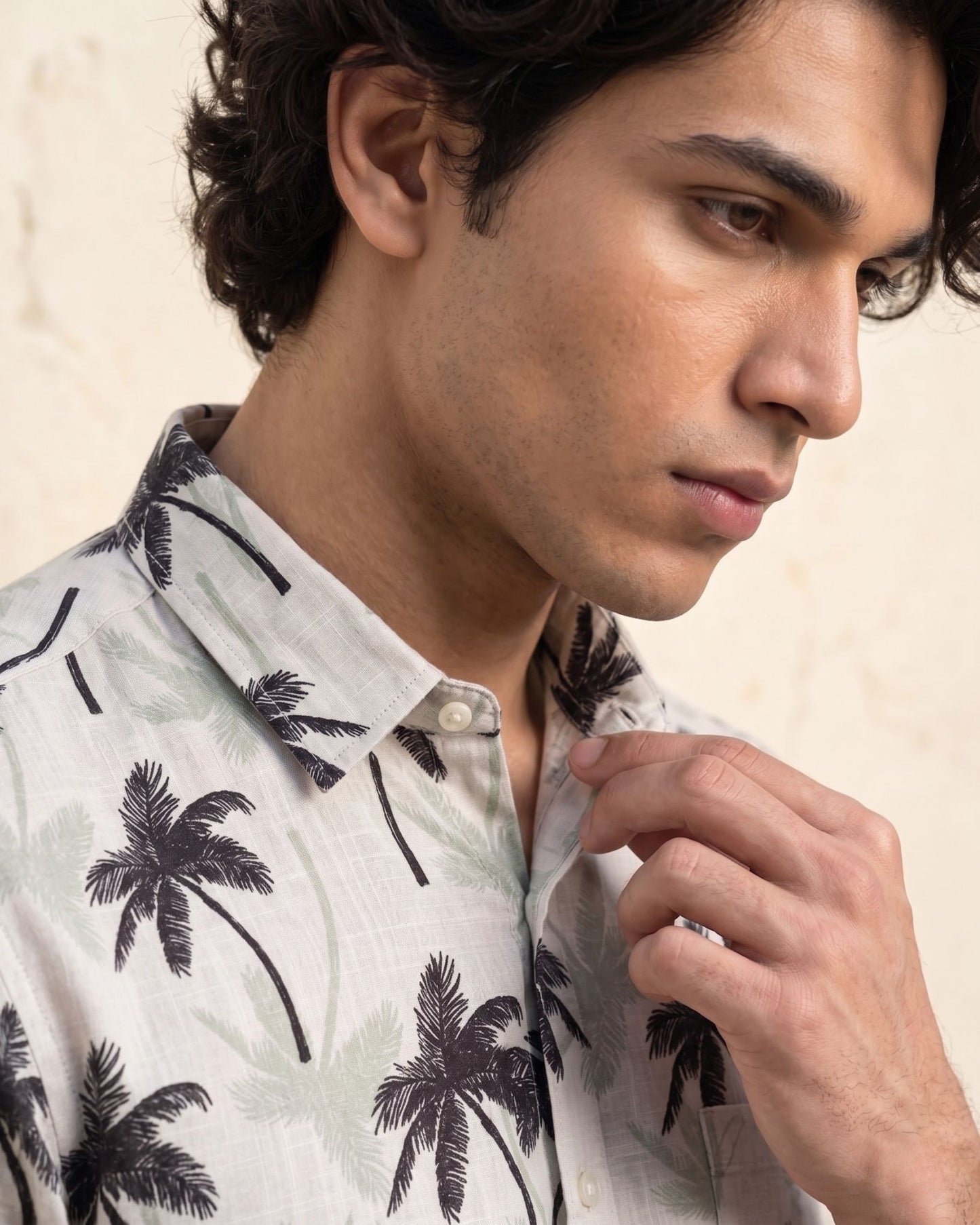 Off White Palm Tree Print Shirt