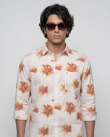Orange Floral Print Shirt
