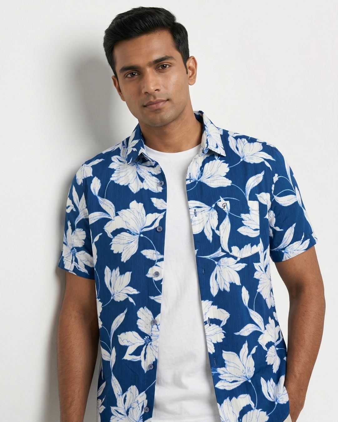 Indigo Blue Floral Shirt