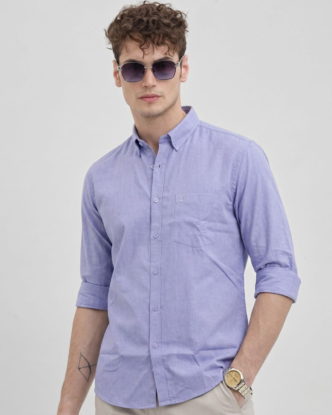 Men's Blue Melange Shirt