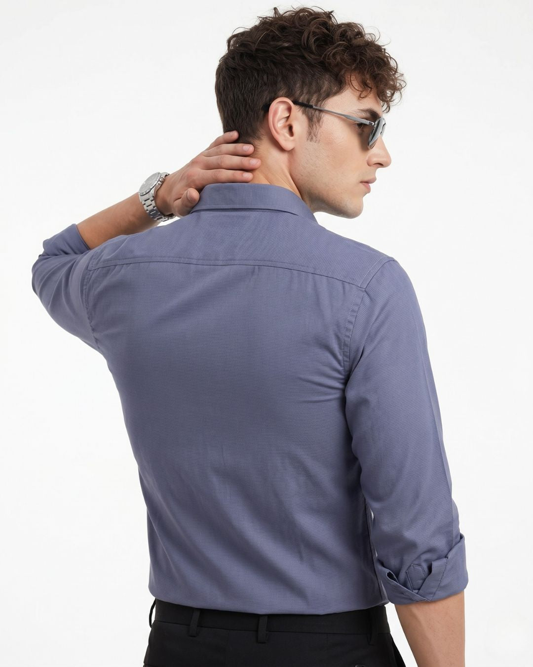 Men's Textured Blue Shirt