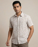 White & Brown Printed Shirt