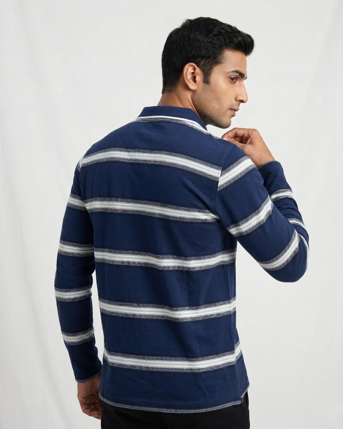 Men's Navy Blue Striped T-Shirt