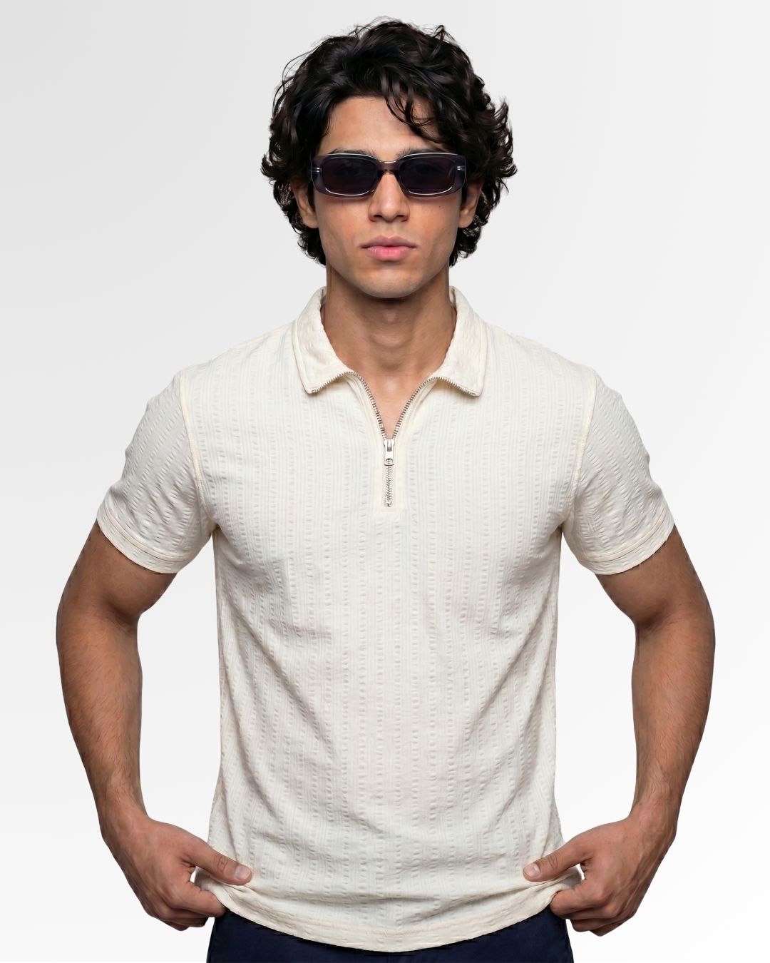 Off White Pattern Polo