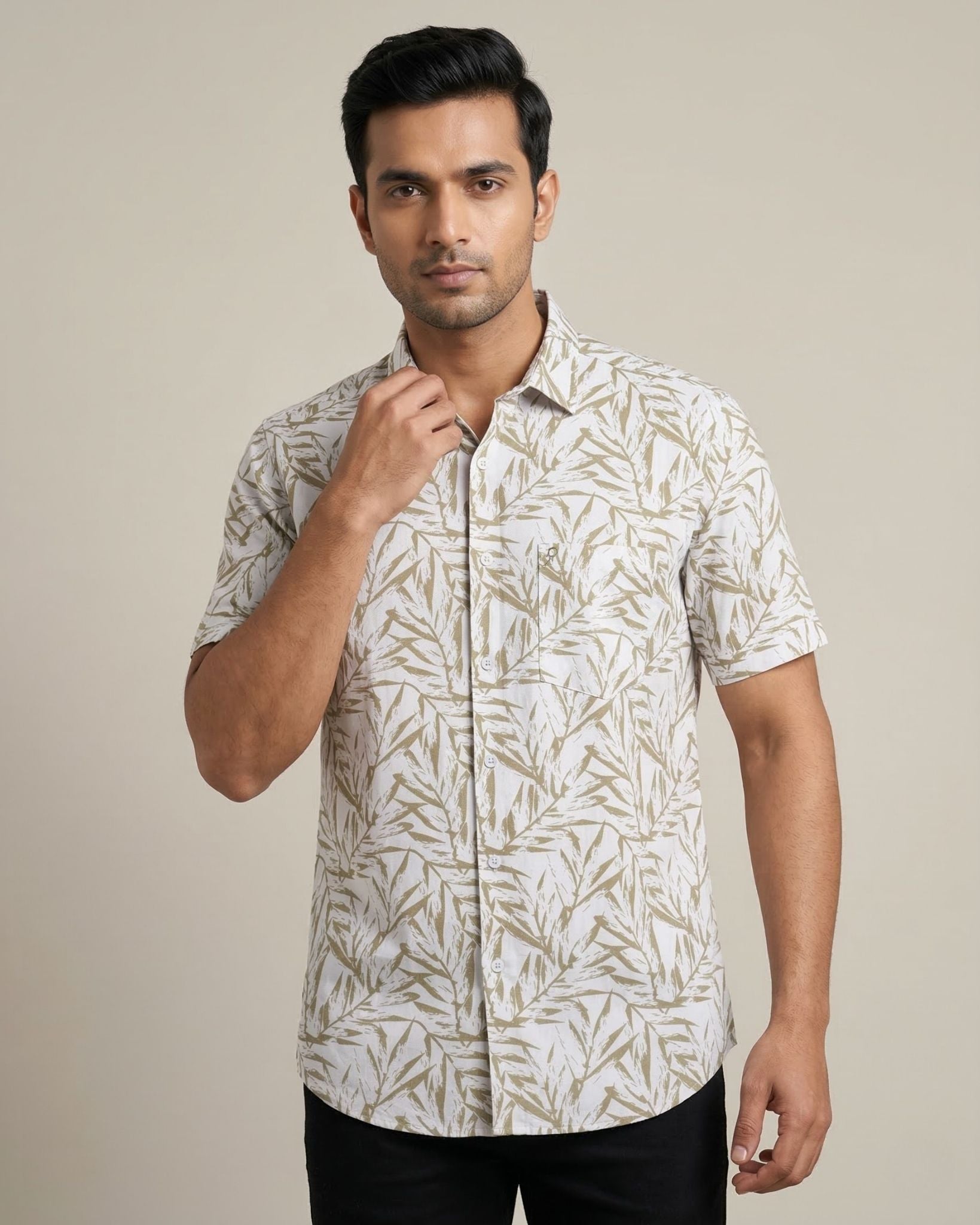 Grey & Brown Printed Shirt