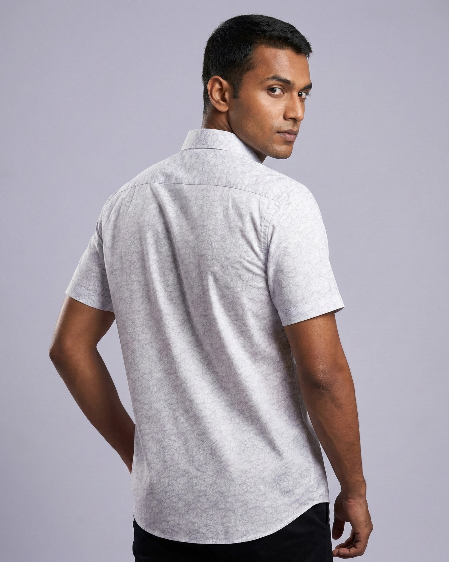 White & Purple Printed Shirt
