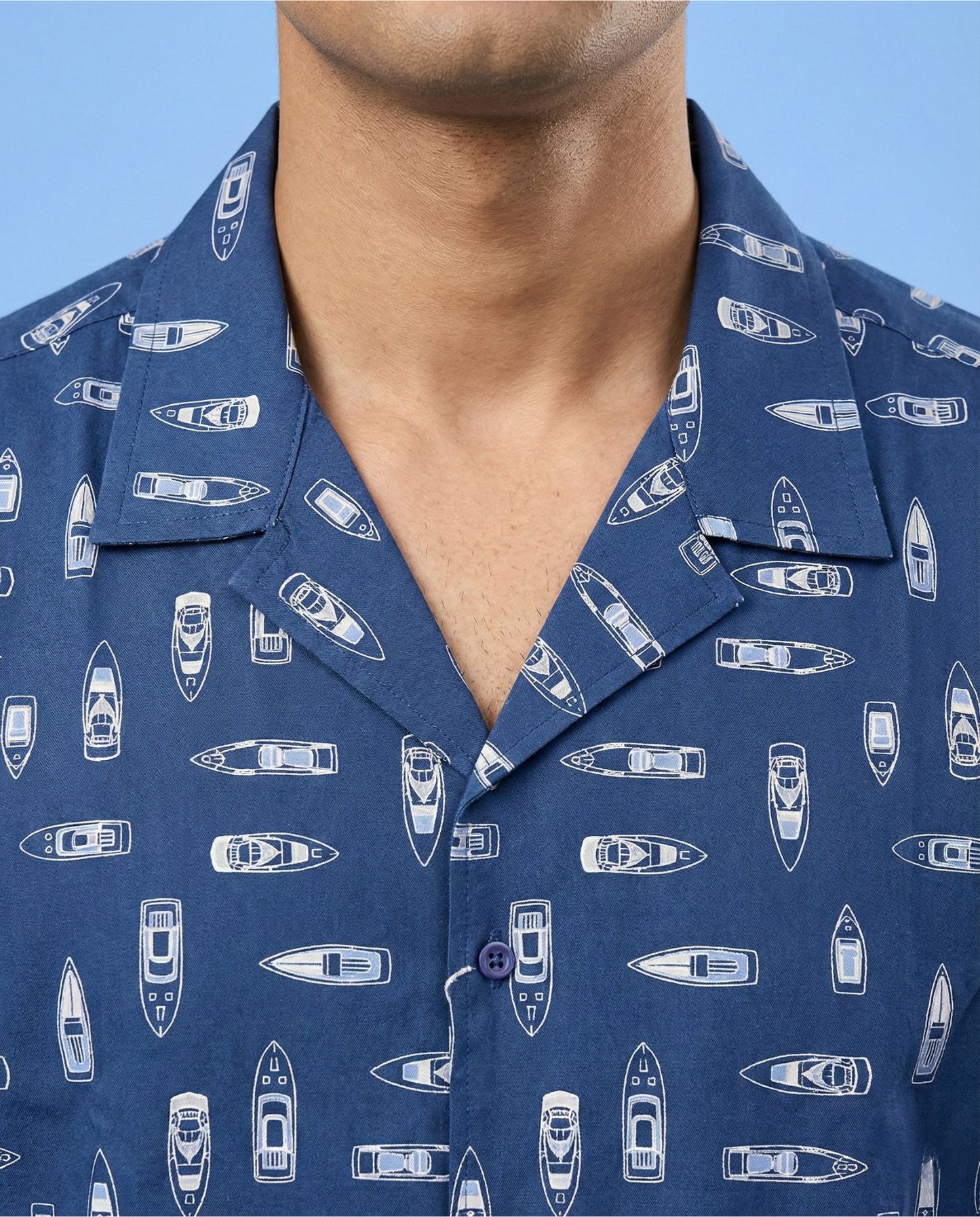 Blue Boat Print Shirt