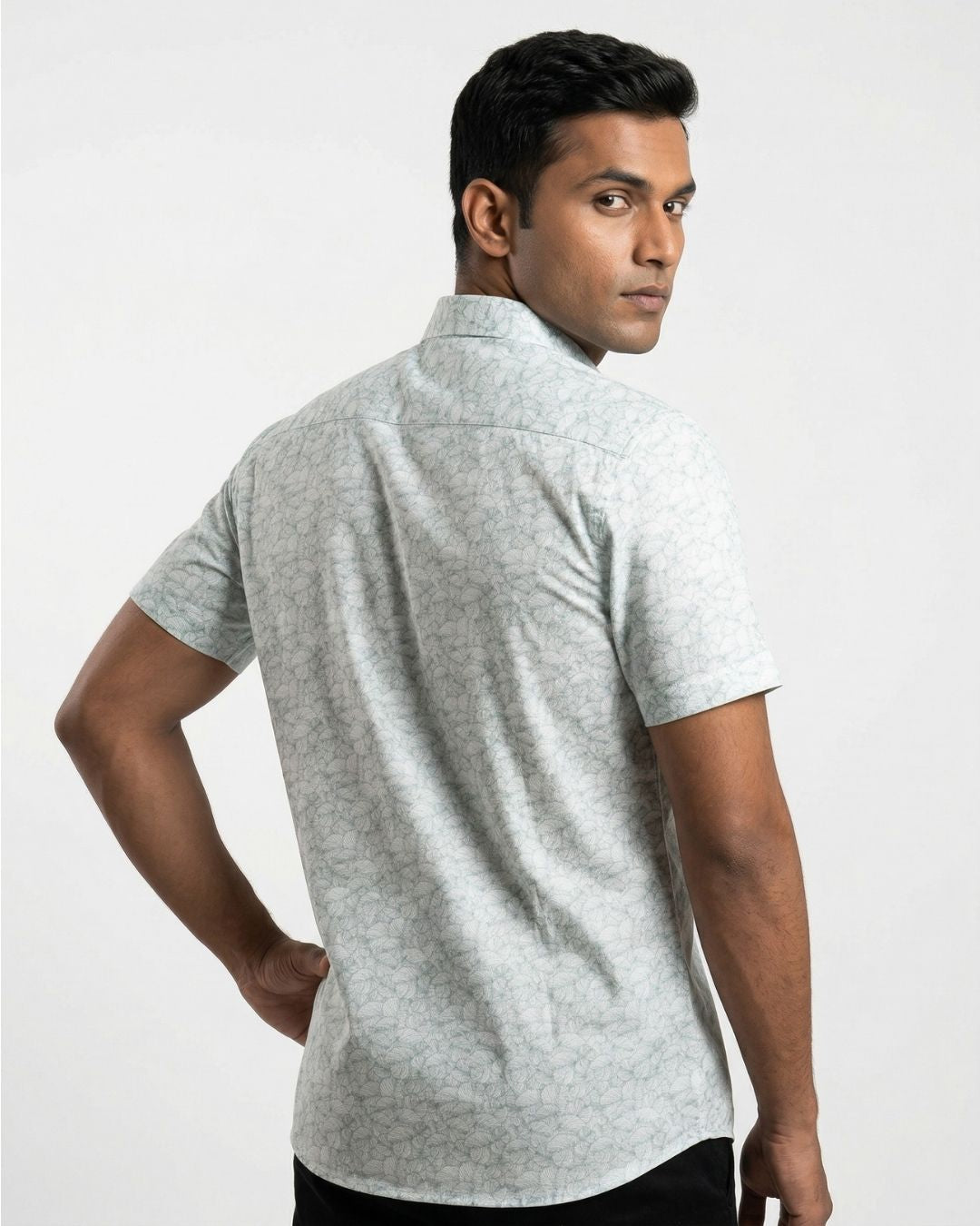 White & Green Printed Shirt