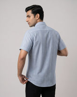 Blue Striped Half Sleeve Shirt for Men