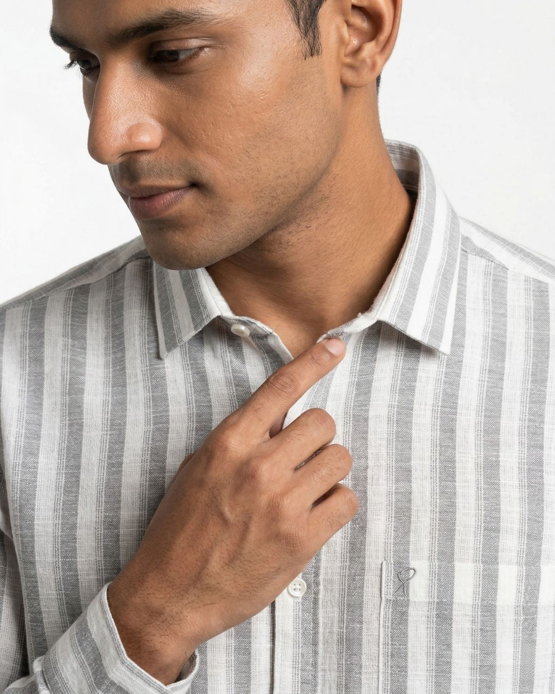 Yellow Pepper Men’s Grey Striped  Shirt