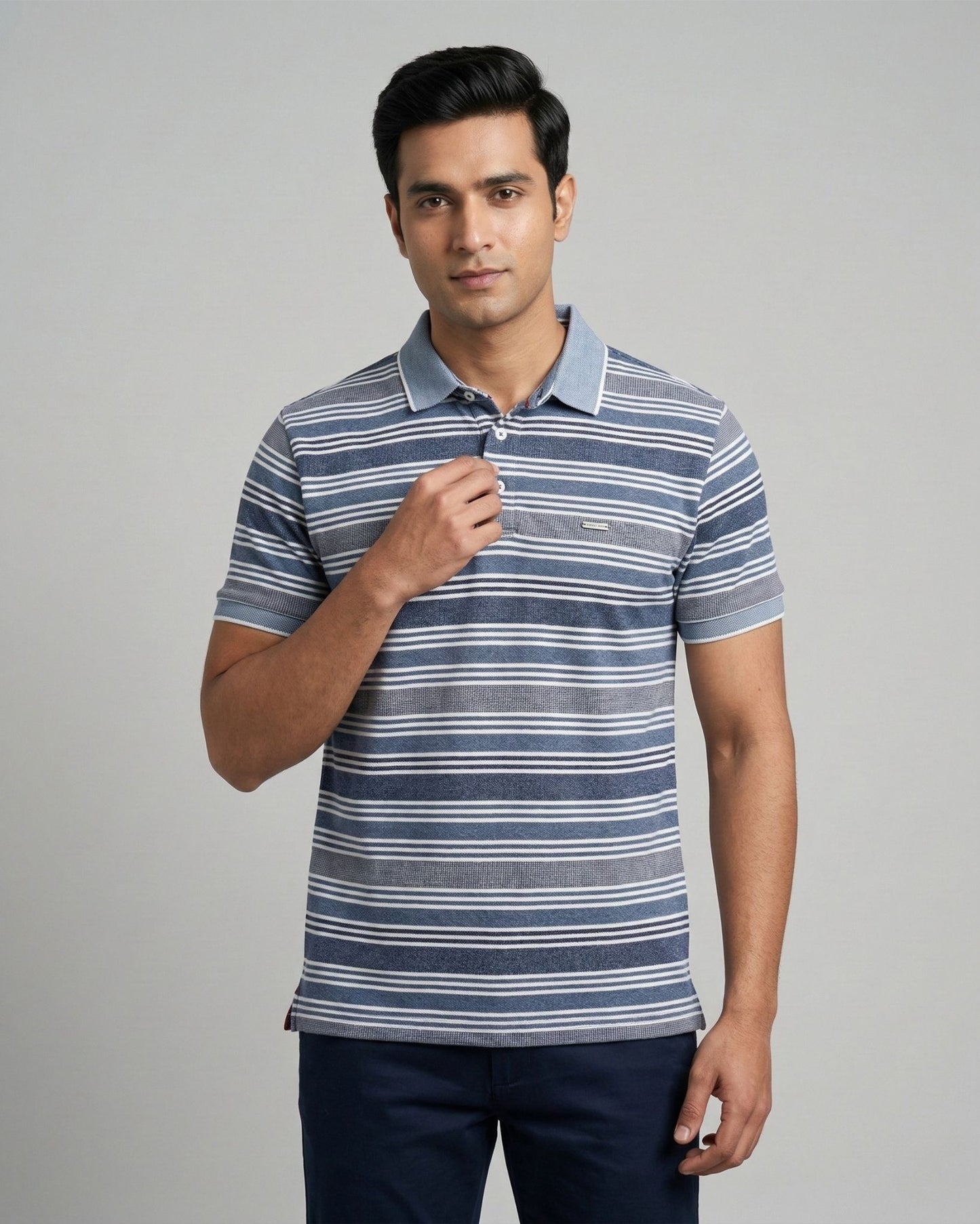 Men’s Blue Striped Casual Shirt