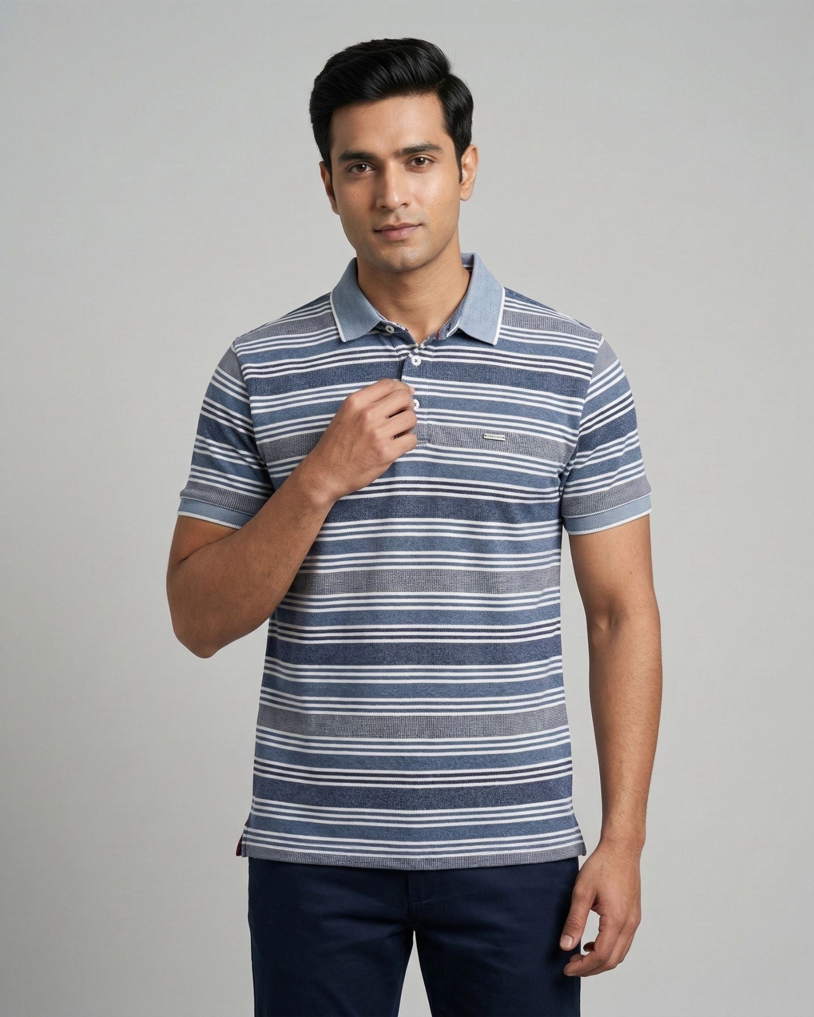 Men’s Blue Striped Casual Shirt