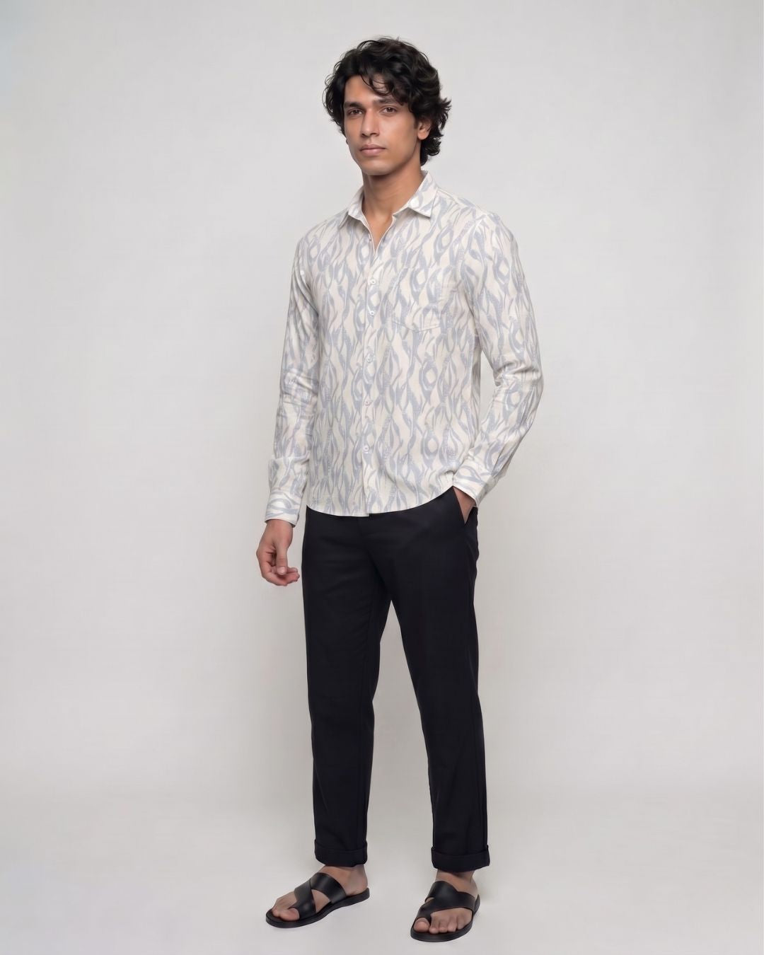 Sky Blue Spiral Print Shirt