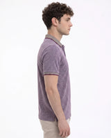 Purple Textured Polo T-Shirt