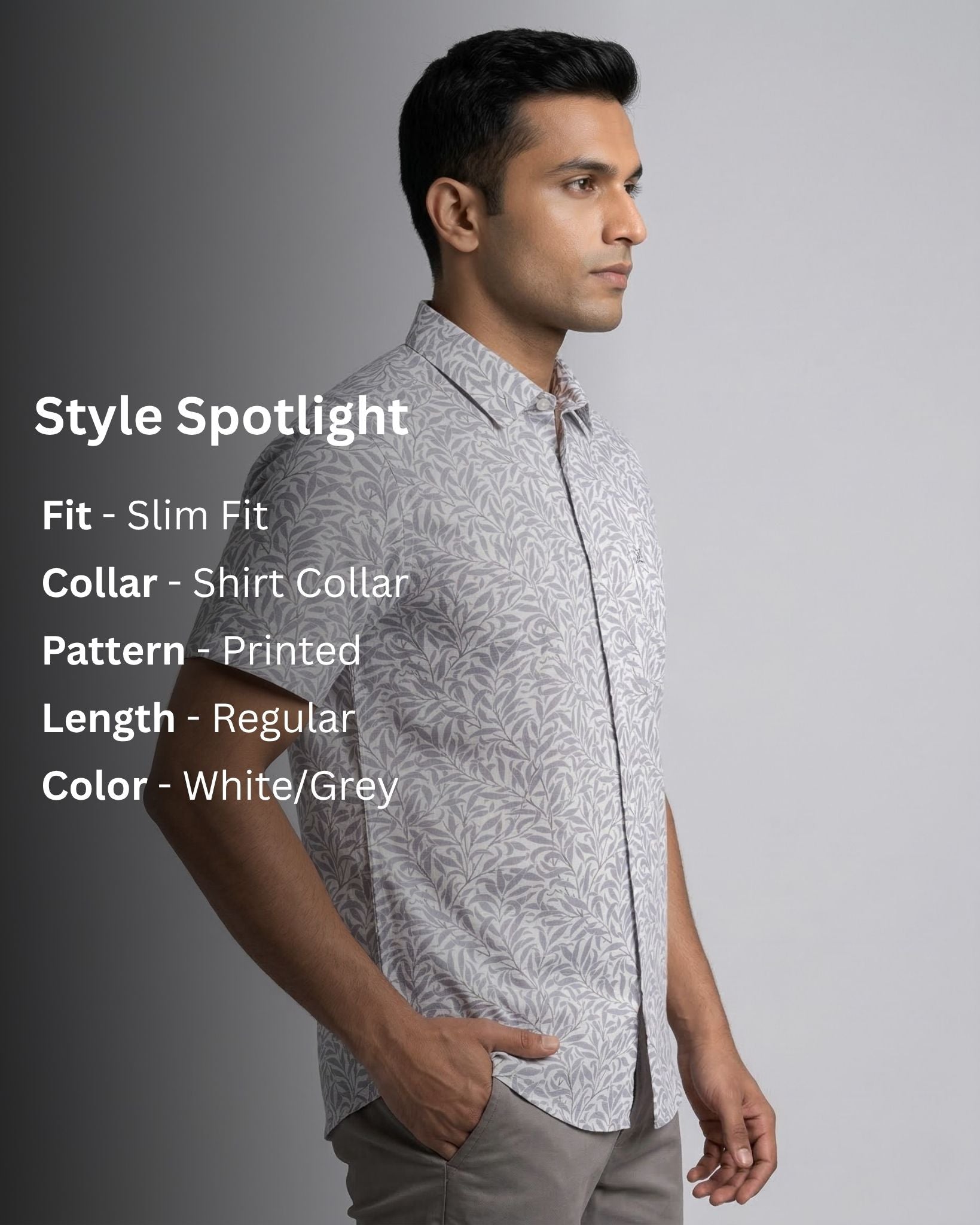 White & Grey Printed Shirt