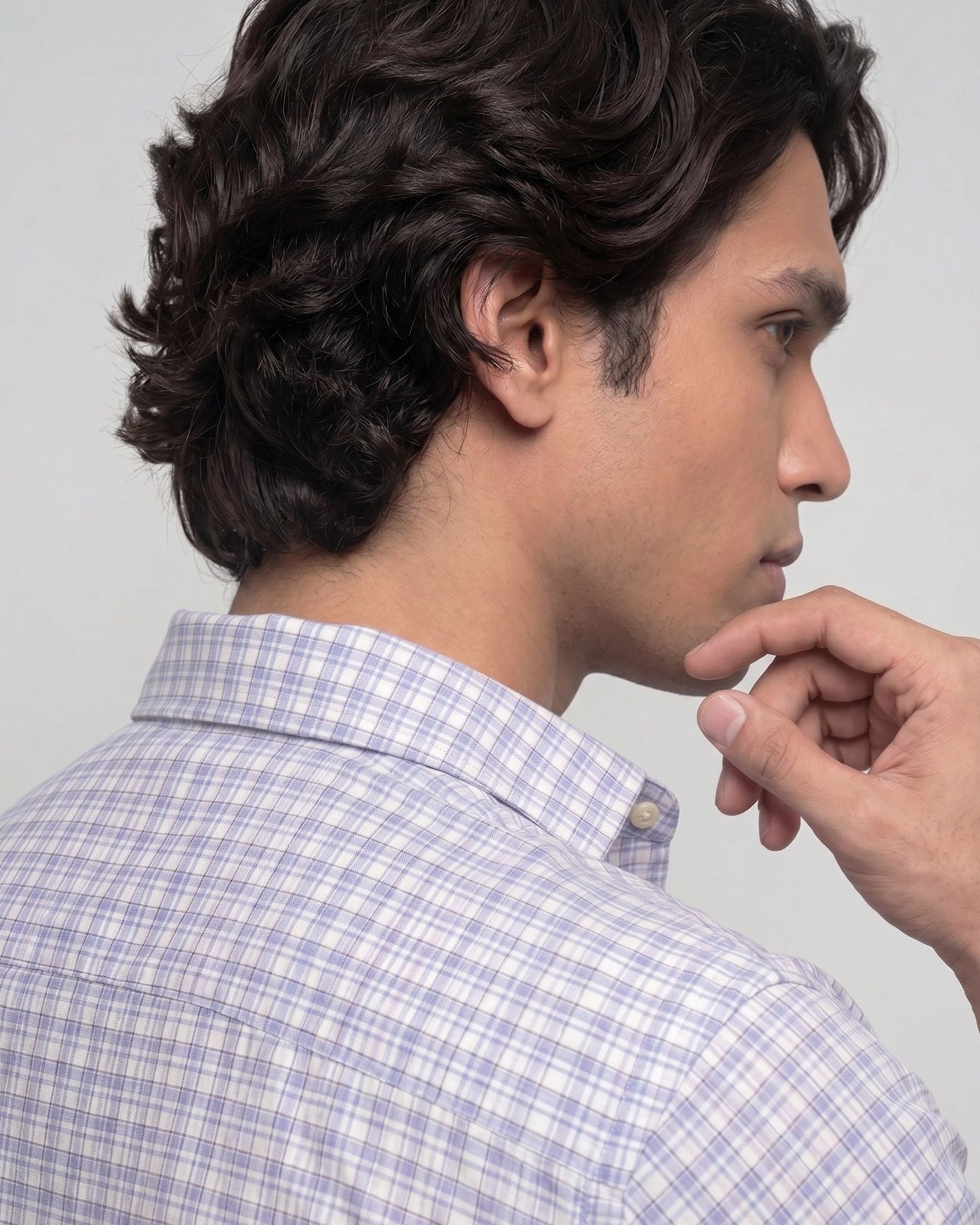 White & Blue Checked Shirt