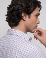 White & Blue Checked Shirt