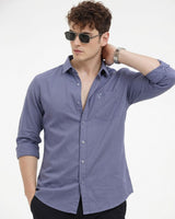 Men's Textured Blue Shirt