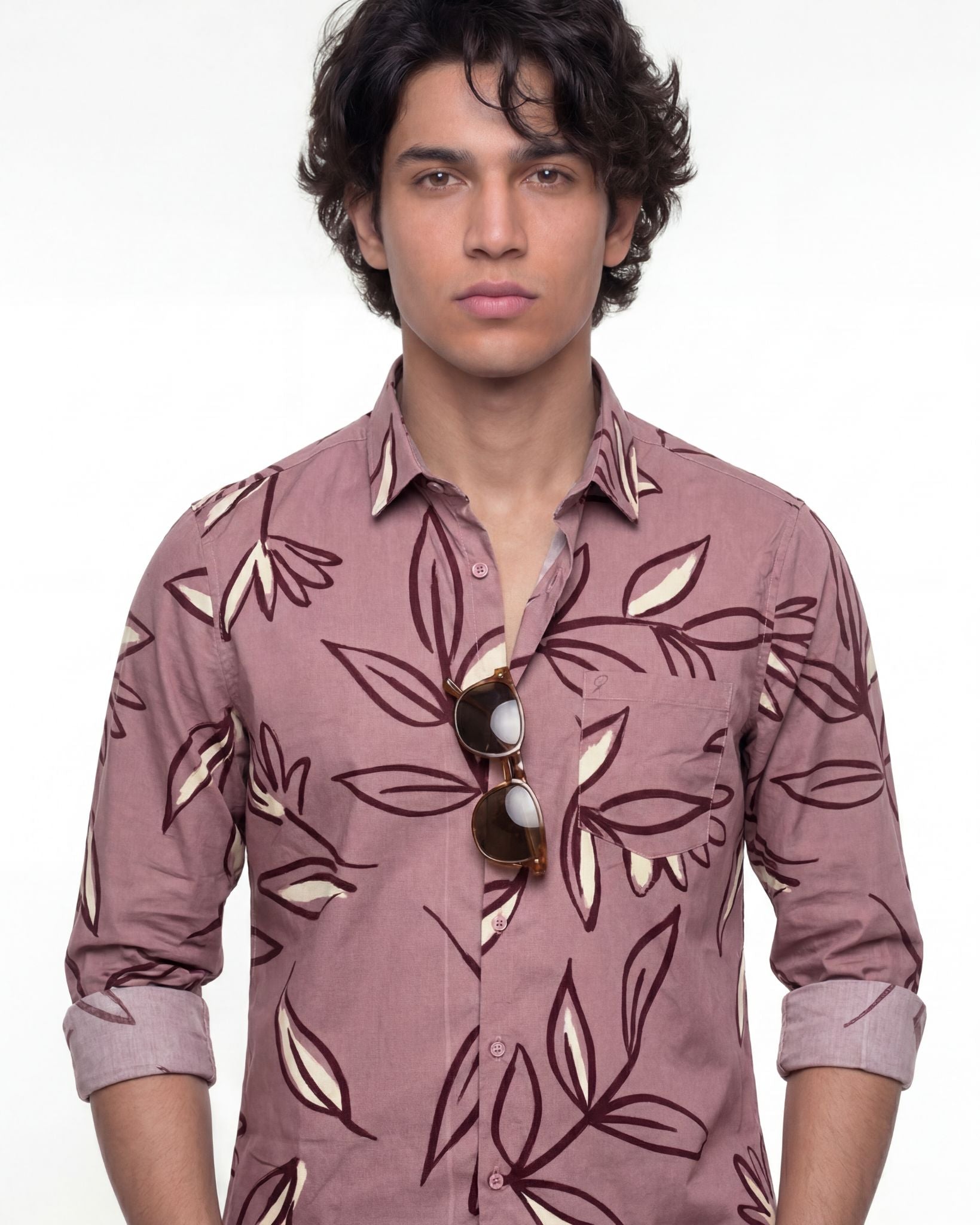 Red Leafy Print Shirt