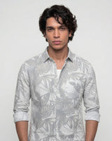 Grey Monochrome Floral Shirt