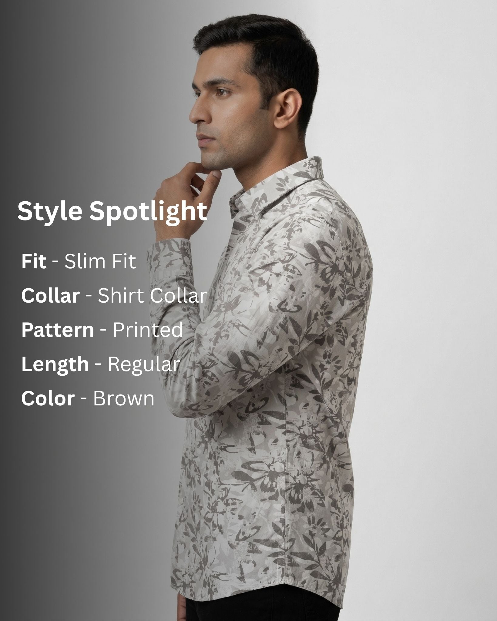 Men’s Brown Printed Cotton Shirt