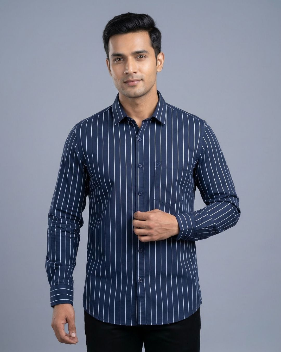 Navy Striped Shirt for Men