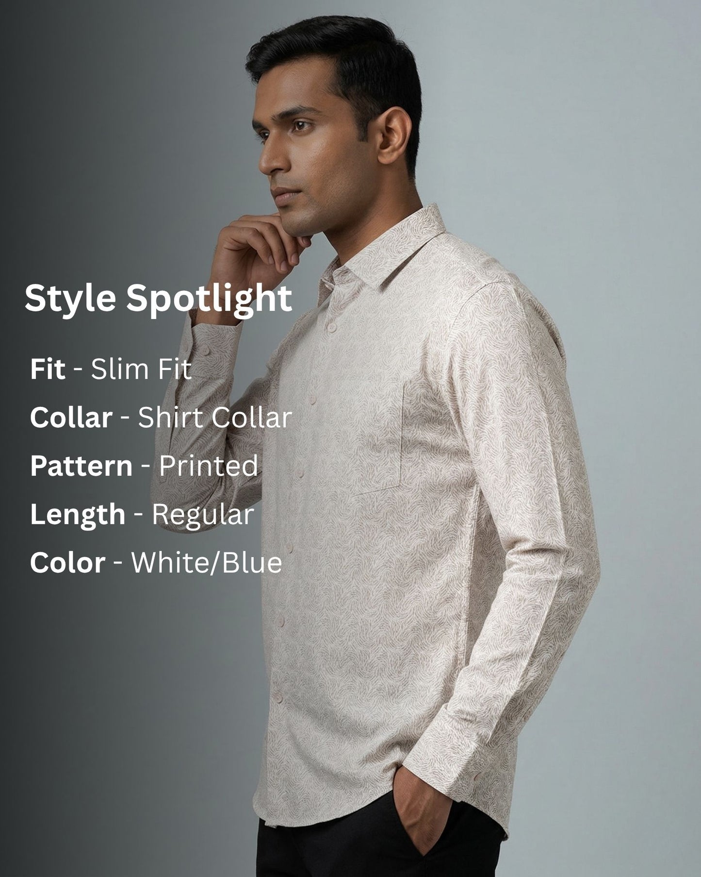 Brown Printed Shirt for Men – Full Sleeve Cotton Casual