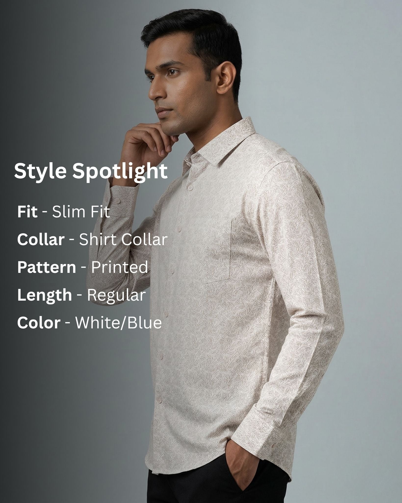 Brown Printed Shirt for Men – Full Sleeve Cotton Casual