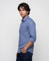 Blue Leafy Printed Shirt