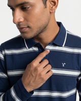 Men's Navy Blue Striped T-Shirt