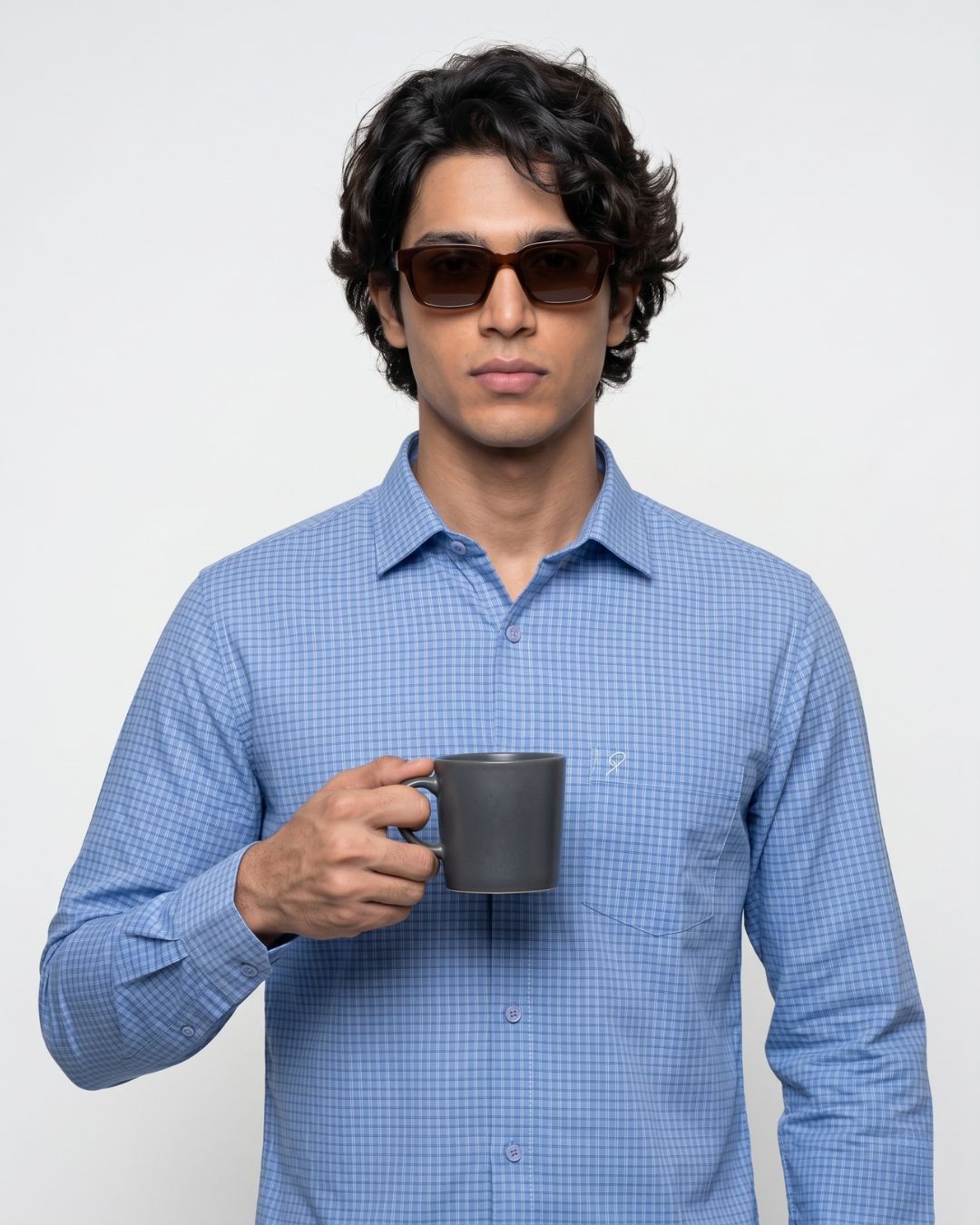 Sky Blue Checked Shirt